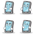 Collection smartphone cartoon character set