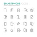 Collection of smartphone protection related line icons