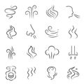 Collection smell icon vector illustration. Set various symbol of steam, smoke, fragrance evaporate Royalty Free Stock Photo