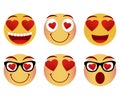 Collection of smiley faces. Emoticon, emoji icons on white background. Vector illustration Royalty Free Stock Photo