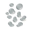 Collection of smooth gray liquid blobs with highlights and shadows drop water drops Royalty Free Stock Photo