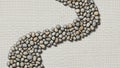 Collection of smooth, oval pebbles forms a sinuous path against Royalty Free Stock Photo
