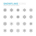 Collection of snowflake outline icons