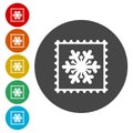 Collection of snowflake vector postage stamps Royalty Free Stock Photo