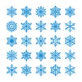 Collection of snowflakes isolated on white background. Vector illustration Royalty Free Stock Photo