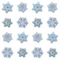 Collection of snowflakes isolated on white background Royalty Free Stock Photo