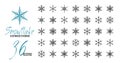 Collection of snowflakes, snowflake icon set of 36 icons. Editable stroke. Stock Vector illustration isolated on white background Royalty Free Stock Photo