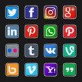 Set of social media icon with silver border concept Royalty Free Stock Photo