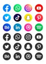 Collection of social media icons and logos. Coloured and black.