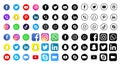 Large high quality collection of social media icons and logos Royalty Free Stock Photo