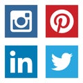 Collection of social media icons printed on white paper