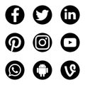 Collection of social media icons printed on white paper