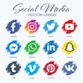 Popular social media logos collection Royalty Free Stock Photo