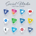 Popular social media logos collection Royalty Free Stock Photo