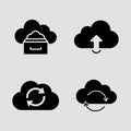 Cloud Storage and Backup and Computing Icons solid icon set. Secure cloud storage and backup solid icons collection Royalty Free Stock Photo
