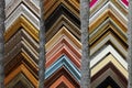 A collection of solid wood photo picture frame corner samples Royalty Free Stock Photo