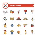 Collection of south korea icons. Vector illustration decorative design