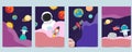 Collection of space background set with astronaut, planet, moon, star,rocket.Editable vector illustration for website, invitation, Royalty Free Stock Photo