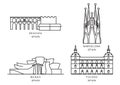 Collection of spain landmarks. Vector illustration decorative design