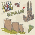 Collection of Spanish sightseeings and objects