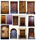 Collection of Spanish Wooden Doors Royalty Free Stock Photo