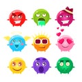Collection Of Spherical Character Emoji Icons Royalty Free Stock Photo