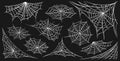 Collection of spider webs. Cobwebs on a black background for Halloween. Royalty Free Stock Photo