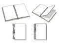 Collection of spiral-bound notebooks in various views Royalty Free Stock Photo