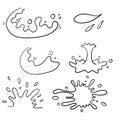 Collection of splash water with drops, a splash of falling water hand drawn doodle cartoon style Royalty Free Stock Photo