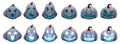 A Collection of Spooky, illuminated jack-o-lanterns in Gradient Blue