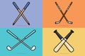 Collection of Sport Game Sticks vector illustration. Sport object icon concept.