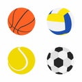 Collection of Sports Balls. Set Balls in Flat dasing style on white background. Royalty Free Stock Photo