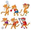 The collection of the sporty tiger playing the different sport