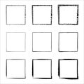 Collection of square black hand drawn grunge frames. borders set. Set of design elements. Royalty Free Stock Photo