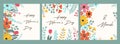 Collection 3 square celebration cards for Happy Women\'s Day and 8 March.