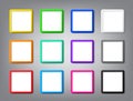 Collection of square frames with shadows blank mockup