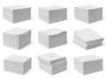 Collection of stacked white paper sheets in various arrangements Royalty Free Stock Photo