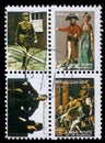 Collection of stamps printed in Ajman showing pictures of a famous men and women