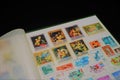 Collection of stamps showed in an album Royalty Free Stock Photo