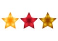 A collection of star illustrations with 3 different colors Royalty Free Stock Photo