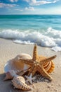 Starfish and Seashells on Sandy Beach Royalty Free Stock Photo