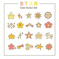 Star Cute Vector Cartoon Collection set Royalty Free Stock Photo