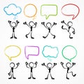 Collection of stick figures with speech bubbles Royalty Free Stock Photo