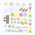 Collection of sticky note Office tools illustrations Royalty Free Stock Photo