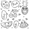 Collection stock fruit hand draw doodles