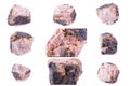 Collection of stone mineral Andalusite Royalty Free Stock Photo