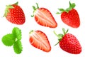 Collection of strawberries fruits isolated on white Royalty Free Stock Photo