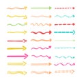 Collection of strikethrough multi colored underlines. different doodle colorful dotted and wavy lines. Horizontal hand