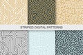 Collection of striped seamless geometric patterns. Colorful texture. Digital background