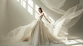 a collection of stunning wedding dresses in a well-lit bridal boutique. Highlight the diverse styles and intricate